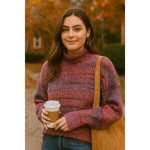 Christian Siriano Pink Red Striped Crewneck Sweater Medium Cozy Artsy Academia